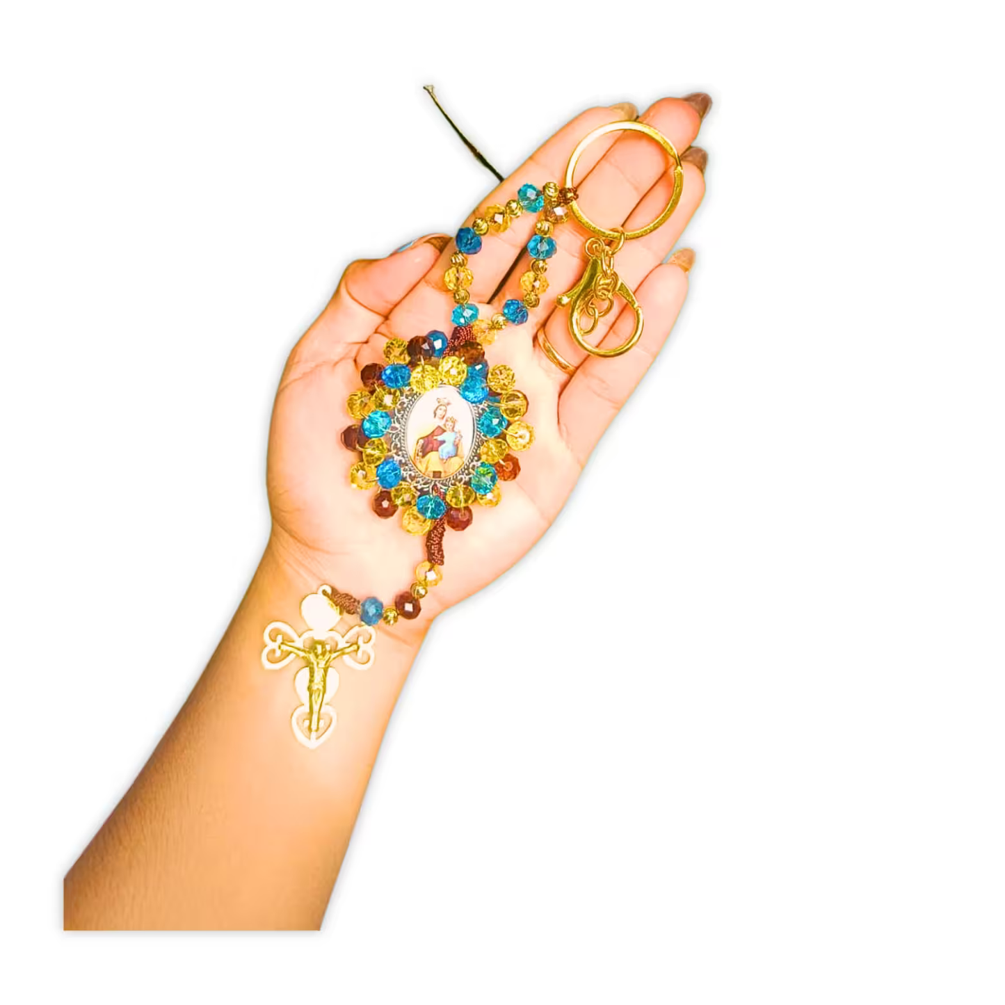 Llavero Virgen del Carmen – Azul Dorado