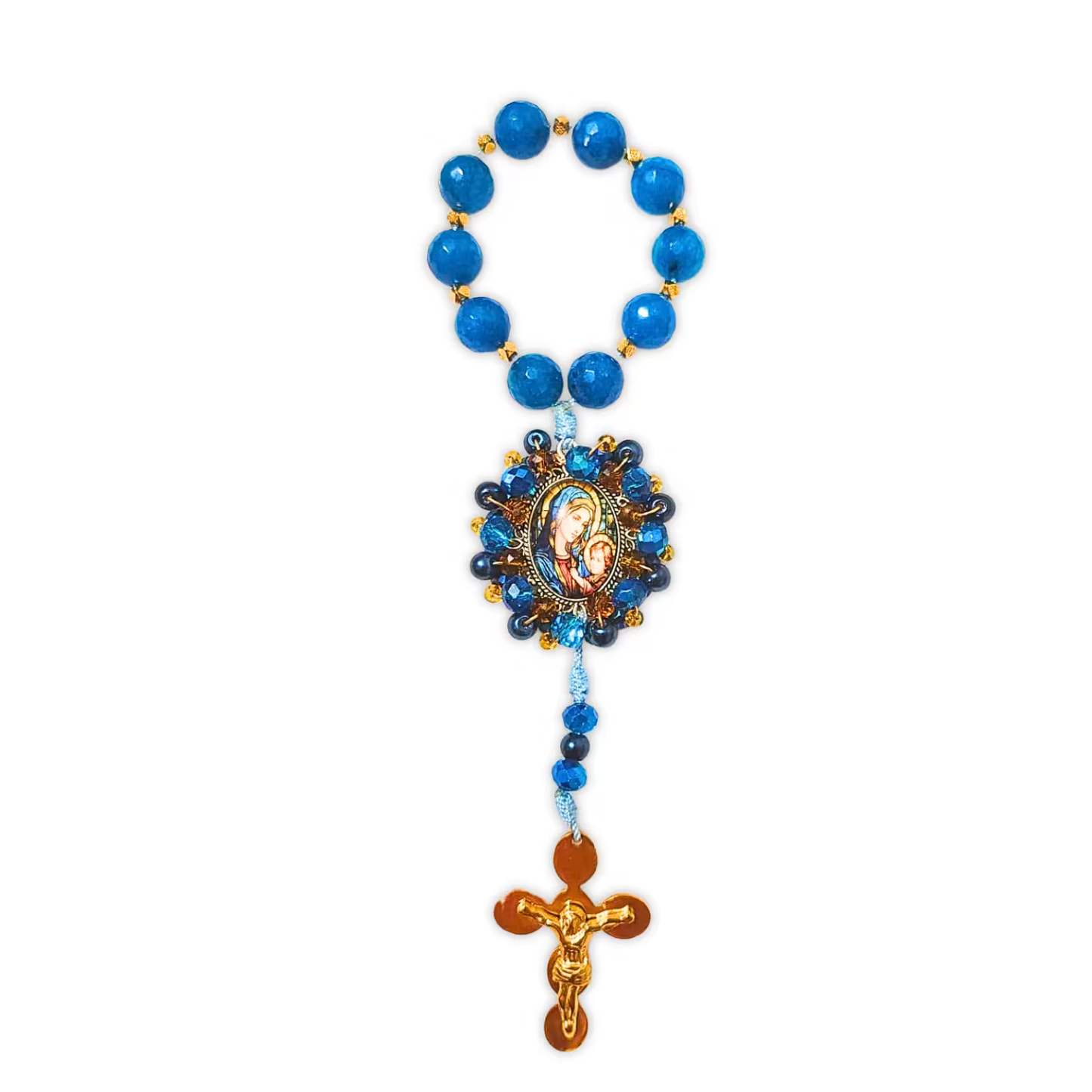 Denario Virgen María – Azul Zafiro