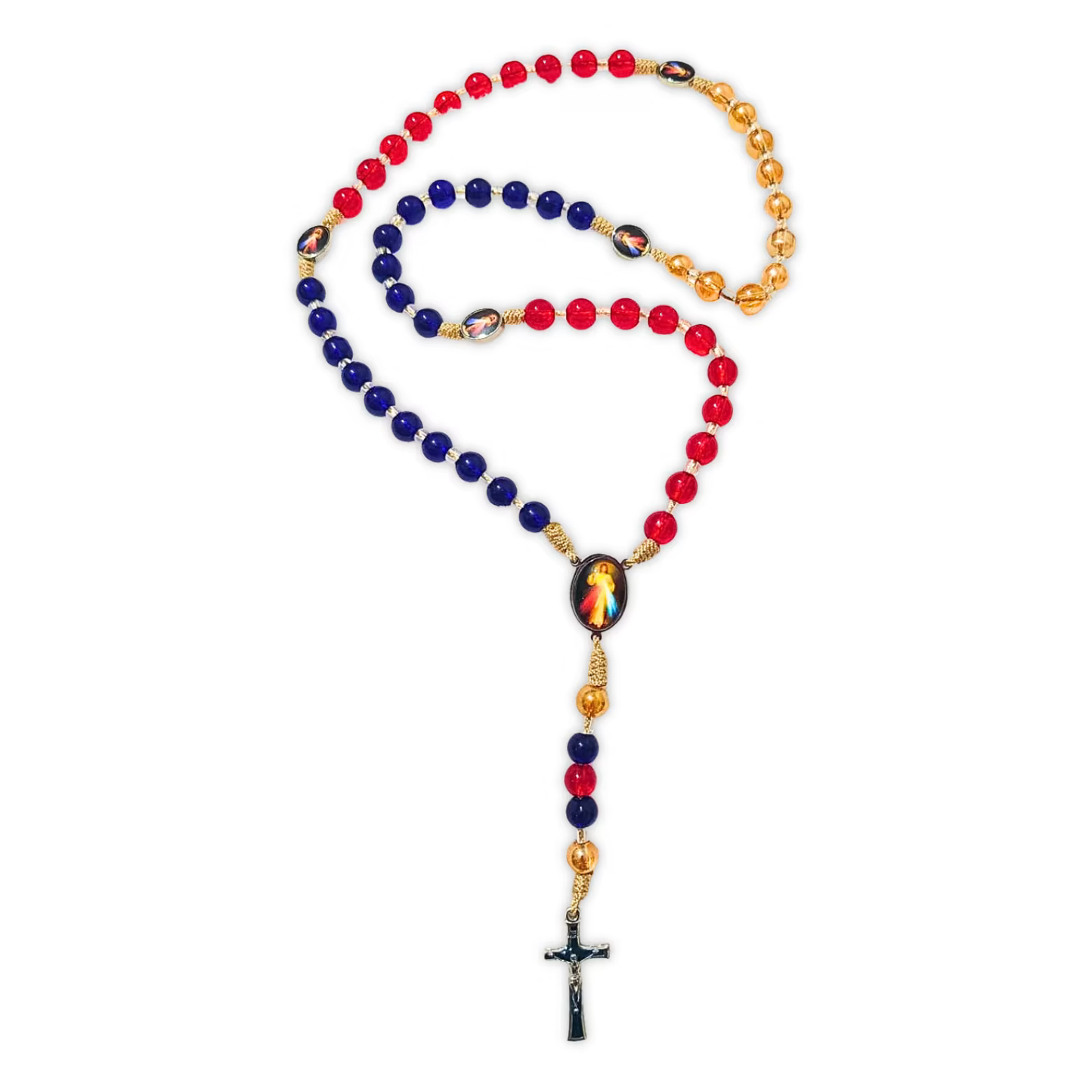 Rosario Divina Misericordia – Azul, Rojo y Dorado