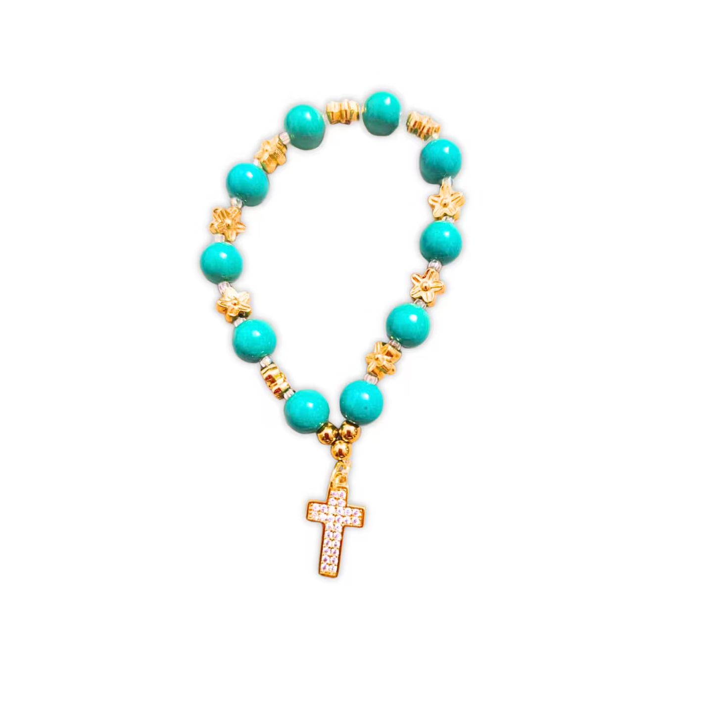Pulsera Rosario – Turquesa Dorado